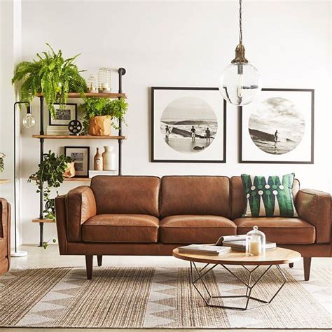 Modern Living Room With Brown Leather Sofa | Bryont Blog