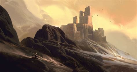 Desert fortress, Max Bedulenko | Desert fortress, Fantasy landscape art ...