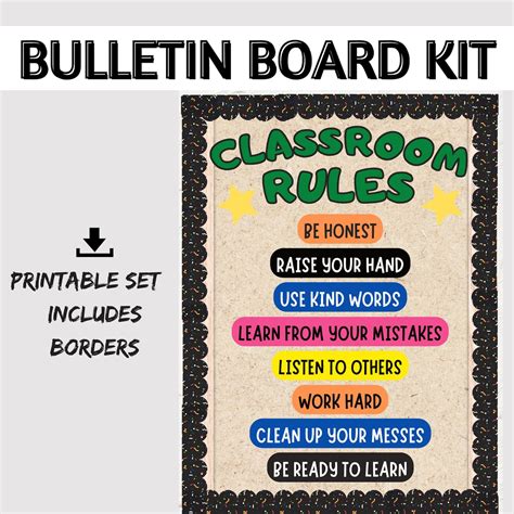 Classroom Rules Bulletin Board Idea Printable Bulletin Board Kit ...