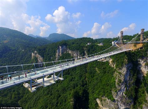 World's longest and highest glass bridge opens in China's 'Avatar' mountain | Daily Mail Online