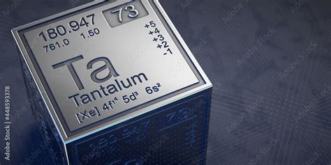 Tantalum. Element 73 of the periodic table of chemical elements. Stock ...