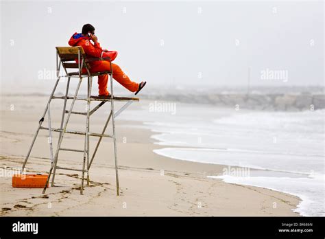 Lifeguard on duty at Far Rockaway Beach Queens NY USA Stock Photo - Alamy