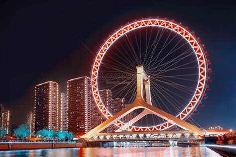 Tianjin Eye Ferris Wheel Night Scene Picture And HD Photos | Free Download On Lovepik