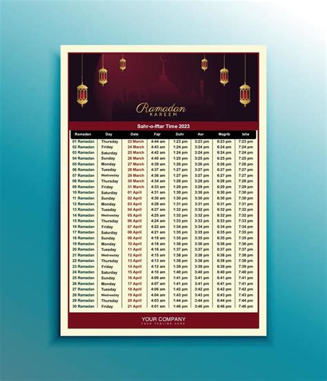 Print to Ready Ramadan Kareem Calendar Design 2023. Islamic Calendar ...