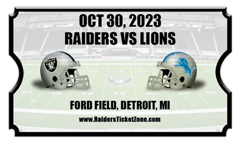 Las Vegas Raiders vs Detroit Lions Football Tickets | 10/30/23