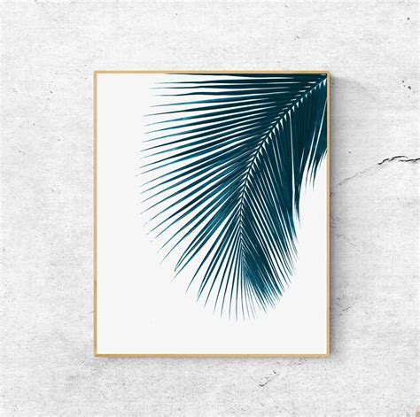 Indigo Blue Art Blue Leaves Wall Art Navy Print Tropical - Etsy