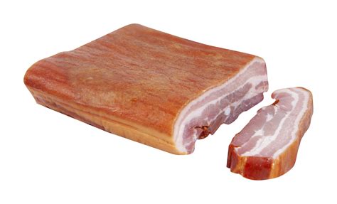 Smoked Pork Bacon Slices with cut out isolated on background ...