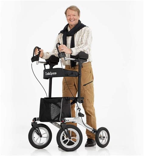 OasisSpace Pneumatic Armrest Walker, All Terrain Tall Walker with Seat,Tall Rolling Mobility ...