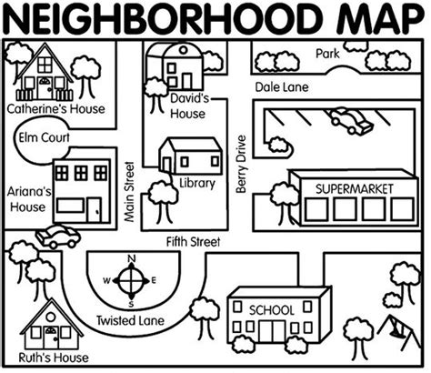 Neighborhood map for map dictation activity | Preschool - Back to School Crafts | Pinterest ...