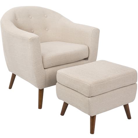 Accent Chair And Ottoman Set / Baxton Studio Benson Contemporary Beige ...