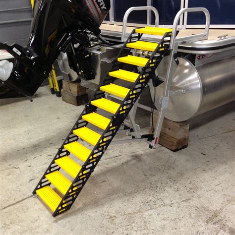 WAG Boarding Steps™ Model SLM-12 Swim Ladder Mount on Pontoon Boat (Shown with Optional ...