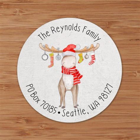 Funny Reindeer With Ornaments on Antlers CUSTOM Christmas Address ...