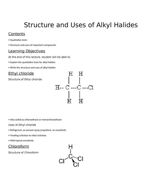 Chapter - 61 Structure and Uses of Alkyl Halides - Structure and Uses ...