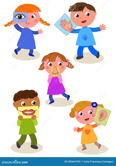 Five Senses Cartoon Kids Vector | CartoonDealer.com #220467925