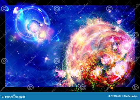 A planet is in the flowers stock illustration. Illustration of orbit ...