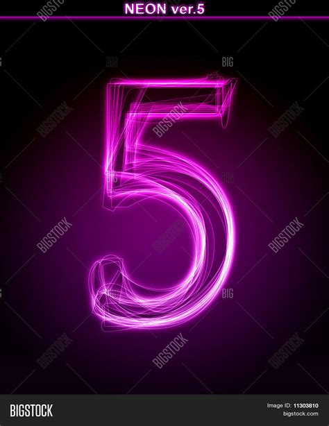 Glowing Neon Number 5 Image & Photo | Bigstock