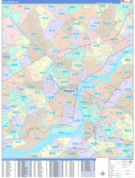 Philadelphia Pennsylvania Wall Map (Color Cast Style) by MarketMAPS ...