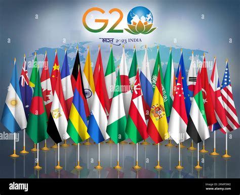 2023 G 20 summit guest countries' flags with member countries' flags ...