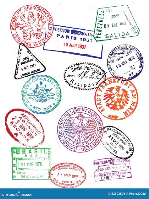 Travel Passport Stamps (Vector) Stock Vector - Image: 52803505