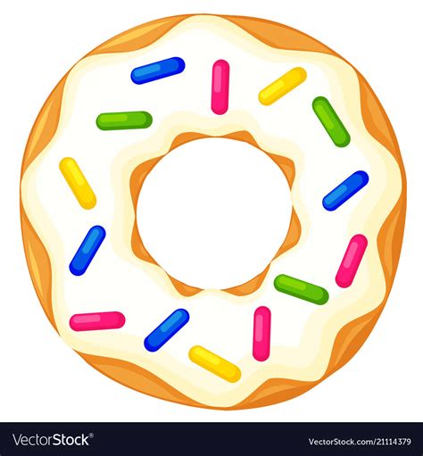 Colorful cartoon donut with sprinkles top view Vector Image