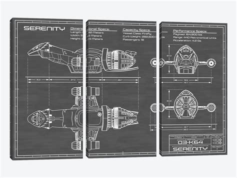 Serenity Firefly Spaceship | Black Canvas ... | Action Blueprints | iCanvas