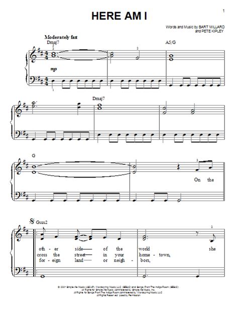 MercyMe Here Am I Sheet Music Notes, Chords in 2022 | Sheet music notes ...