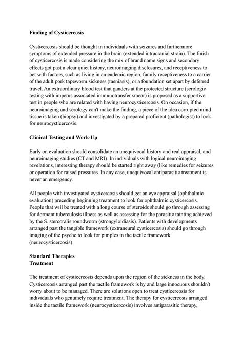 Diagnosis of Cysticercosis - Finding of Cysticercosis Cysticercosis ...