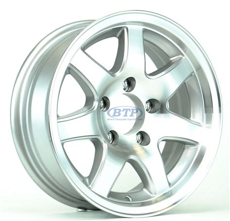 Aluminum Boat Trailer Wheel 14 inch 7 Spoke 5 Lug 5 on 4 1/2 Rim