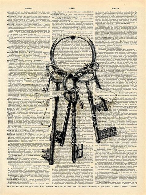 Vintage Book Art Print Vintage Skeleton Key Art Fairy Tale