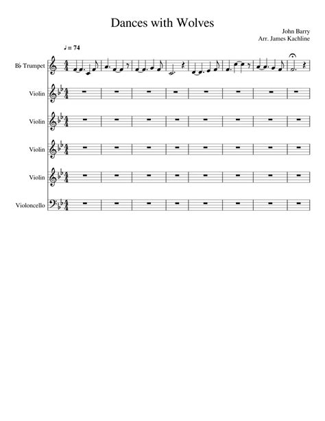 Dances with Wolves: John Dunbar Theme Sheet music for Violin, Trumpet ...