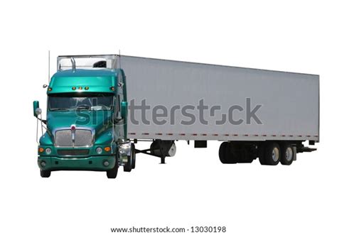 Isolated Green Semi Tractor Trailer Turned Stock Photo (Edit Now) 13030198