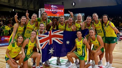 Australia's Diamonds win Netball World Cup for 12th time, beating England 61-45 in Cape Town ...