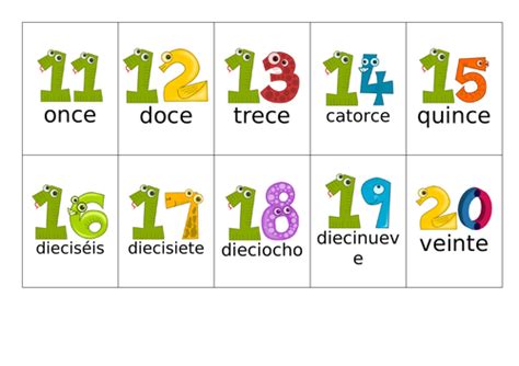 Numbers 1 20 In Spanish Flashcards Teaching Resources | Images and Photos finder