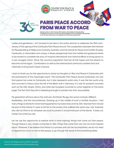 Centre For Peace & Conflict Studies » Paris Peace Accord from War to Peace