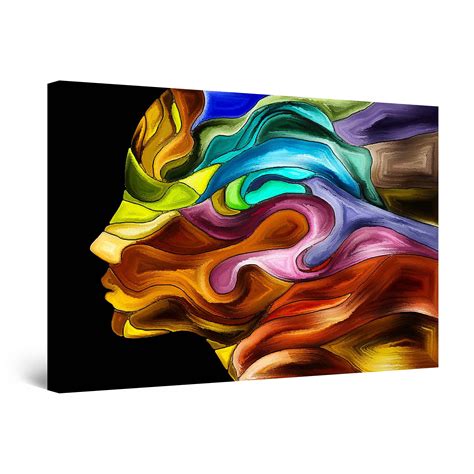 Startonight Canvas Wall Art Abstract Woman Face Colored Painting, Framed 24" x 36" - Walmart.com