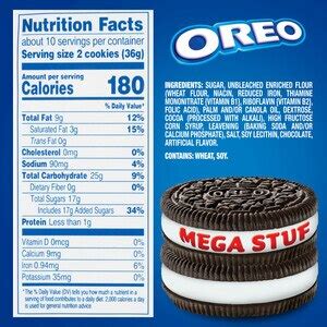 Double Stuff Oreos Nutrition Facts / Oreo Double Stuf Golden Sandwich Cookies Family Size 20 Oz ...