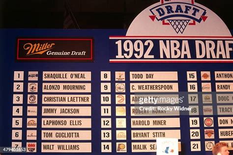 A general view of the Draft Board during the 1992 NBA Draft as part ...