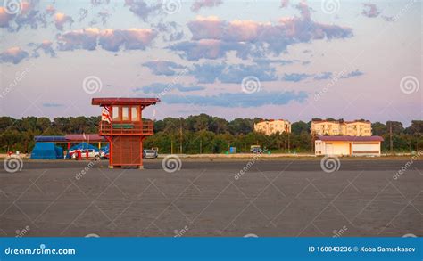 Lifeguard Tower at Sunset on the Beach of Poti in Georgia Stock Photo - Image of caucasus ...