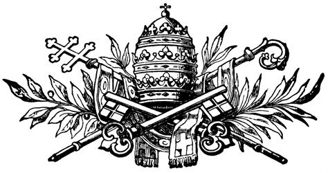 The Holy See Coat of Arms with Crosier, Processional Cross, and Decorative Foliage | ClipArt ETC