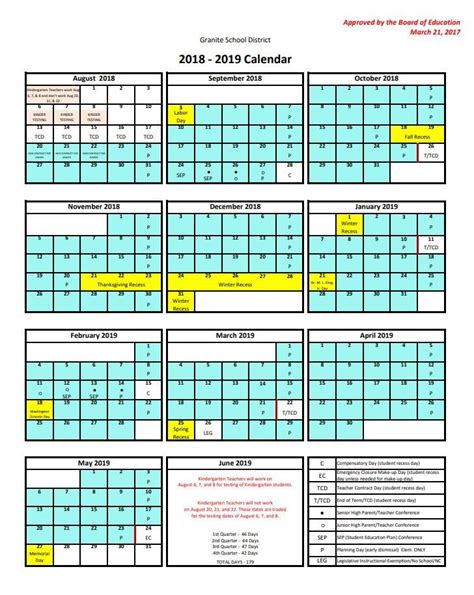 Granite School District Calendar 2024-25 | Printable Templates Free