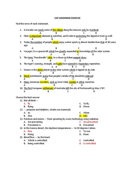 EAP (1) Grammar Reading-Answered | PDF | Eating | Tea