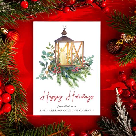 Business Corporate Logo Christmas Watercolor Holiday Card | Zazzle