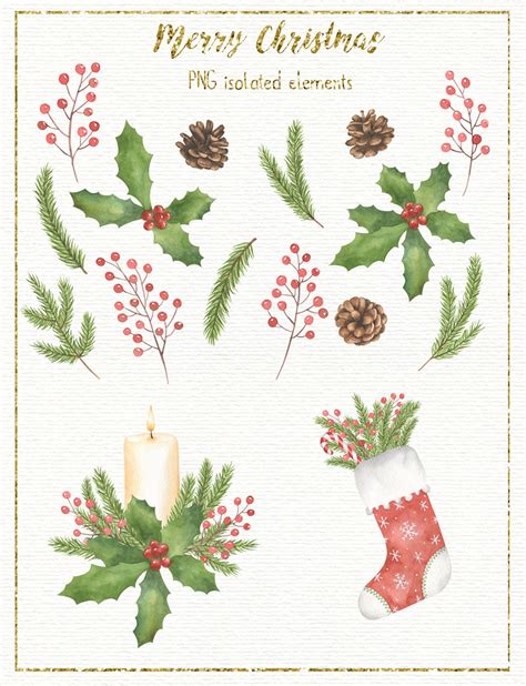 Christmas Watercolor Collection By KristyWatercolor | TheHungryJPEG