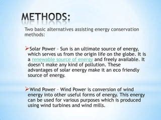 METHODS OF ENERGY CONSERVATION | PPT