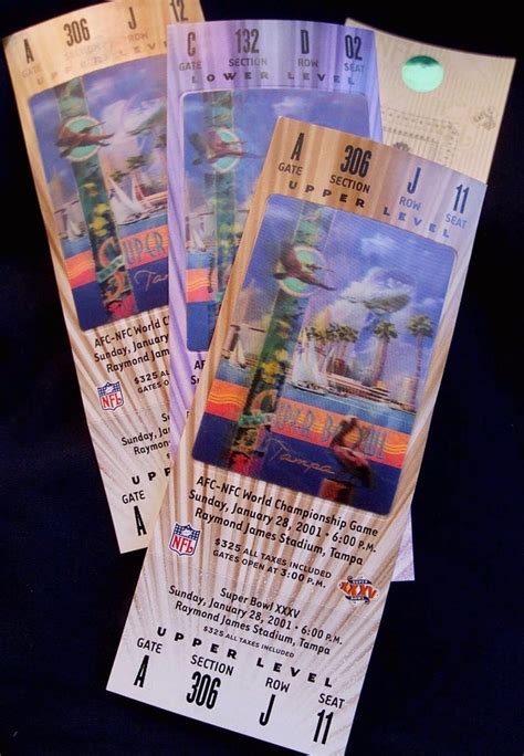 Super Bowl tickets stubs - Super Bowl XXXV ticket stub. #NFL #SuperBowl ...