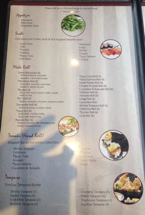 Kyoto Sushi menu in Minneapolis, Minnesota, USA