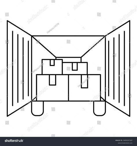 Shipping Container Line Art Vector Illustration Stock Vector (Royalty Free) 2405247187 ...