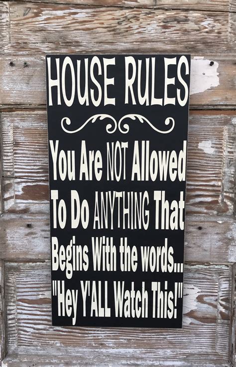 House Rules Sign 12 x 24 Wood Sign. Funny Sign | Etsy