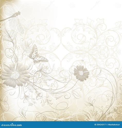 Elegant Clear Wedding Background with Floral Ornament Stock Vector - Illustration of decorative ...