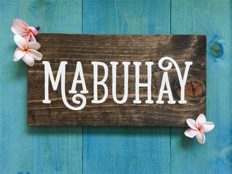 Mabuhay Wood Sign Part of the Greetings series by JandMoDesign